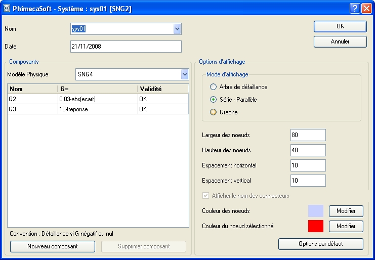 Launching a reliability analysis on the Phimecasoft software